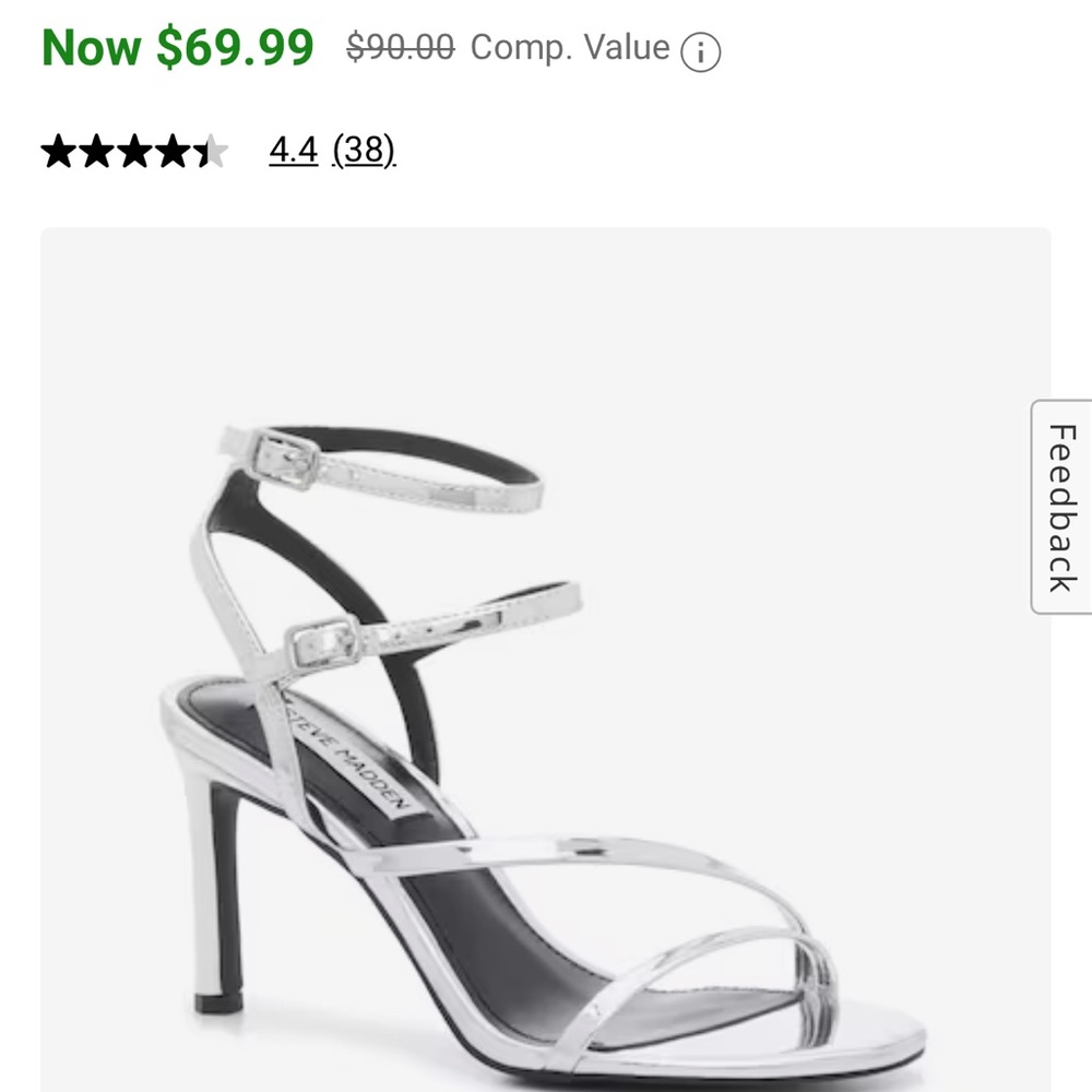 Steve Madden Silver Heeled Sandals